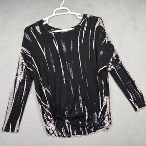 Karen‎ Kane Top Womens S Black Ruched Hem Draped Tie Dye Skeleton Halloween USA